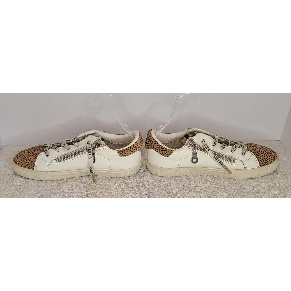 Vintage Havana Sneaker Womens Size 5 White Cheetah Print Star Zip Calf Hair Shoe